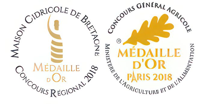 Badge médaille d'or concours général agricole et maison cidricole de Bretagne 2018